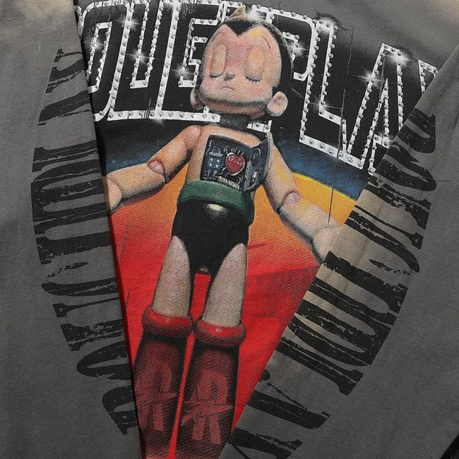 Roughplay Astro Boy Rocket Vintage Acid Wash Distressed Long Sleeve T‑Shirt Main Image