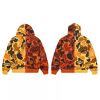 Roughplay Orange‑Yellow Split Camo Zip‑Up Hoodie