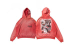 Play Hollywood Vintage‑Wash Red Pullover Oversized Hoodie