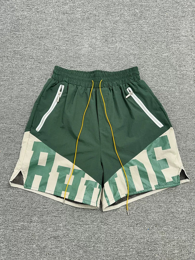 Rhude Color‑Block Zip Pockets Street Shorts **** Hover Image