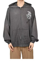Play Hollywood Vintage‑Wash Black Zip‑Up Cropped Oversized Hoodie