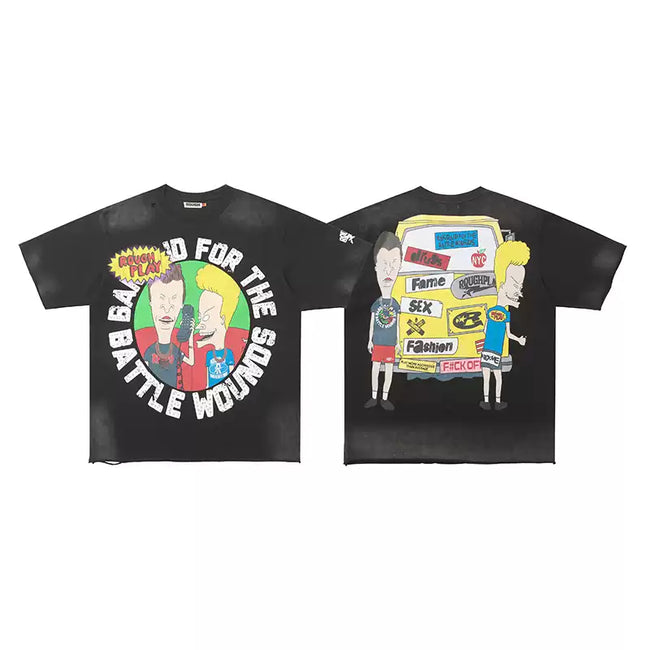 Roughplay Graphic Vintage Sun‑Faded Distressed Oversized Street‑Grunge T‑Shirt Hover Image