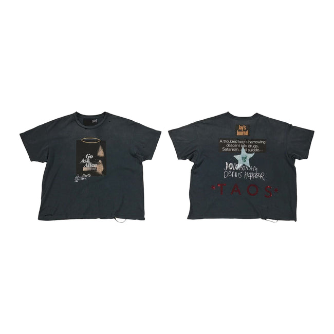 Play Hollywood Go Ask Alice Halo‑Graphic Front‑Back Journal‑Print Cropped Boxy Short‑Sleeve Tee Hover Image
