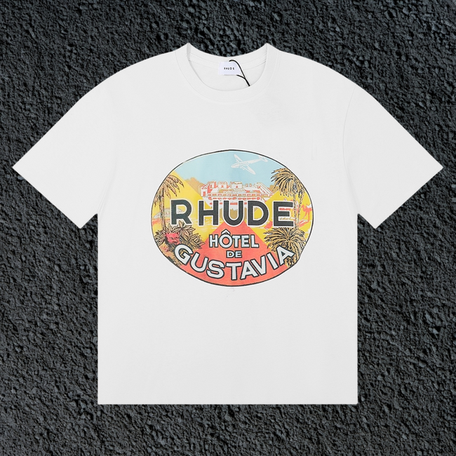 Rhude Hôtel De Gustavia Oval Badge White Oversized T‑Shirt Hover Image