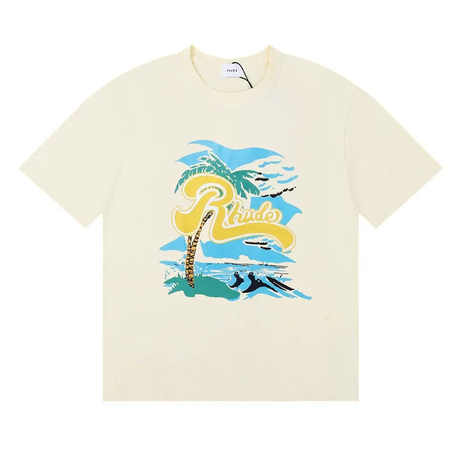 Rhude Vintage Beach Palm Logo Short Sleeve Tee Hover Image