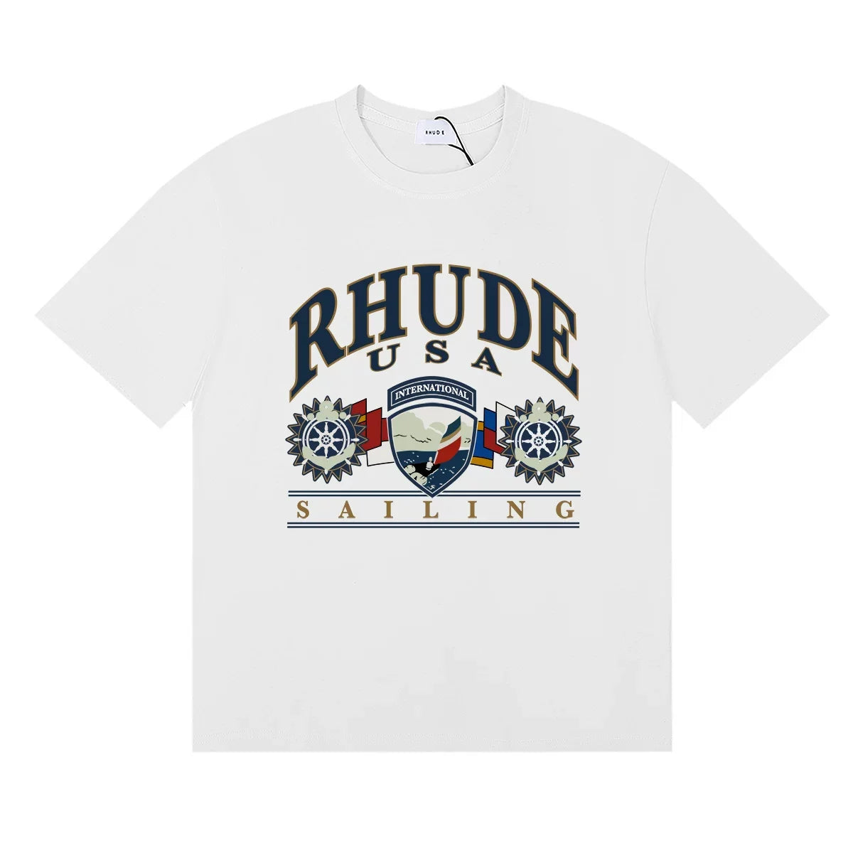 Rhude USA Sailing Nautical Crest Oversized Short Sleeve T‑Shirt