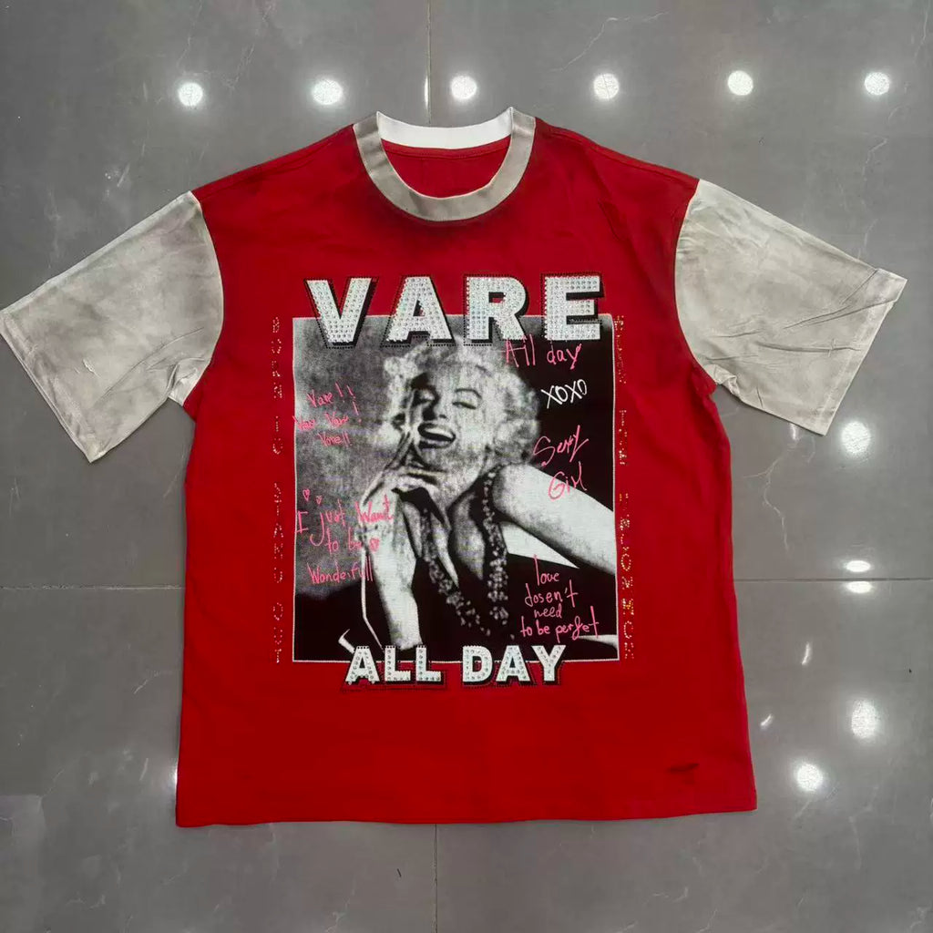 Vare All Day Marilyn Monroe Color Block Vintage Distressed T‑Shirt