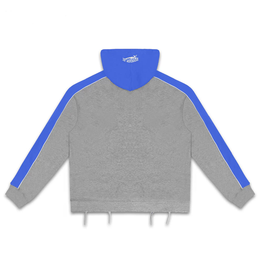 Roughplay Color‑Block Grey Blue Zip‑Up Hoodie