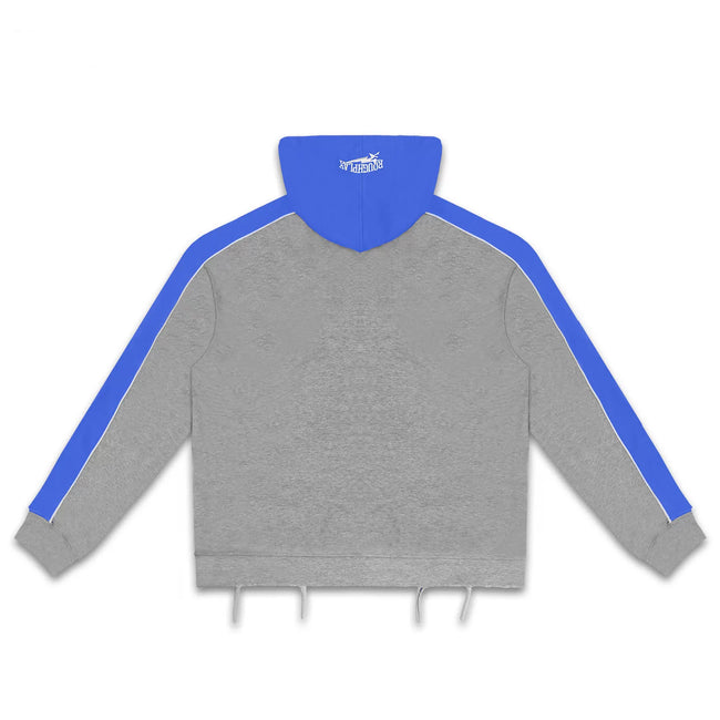 Roughplay Color‑Block Grey Blue Zip‑Up Hoodie Main Image