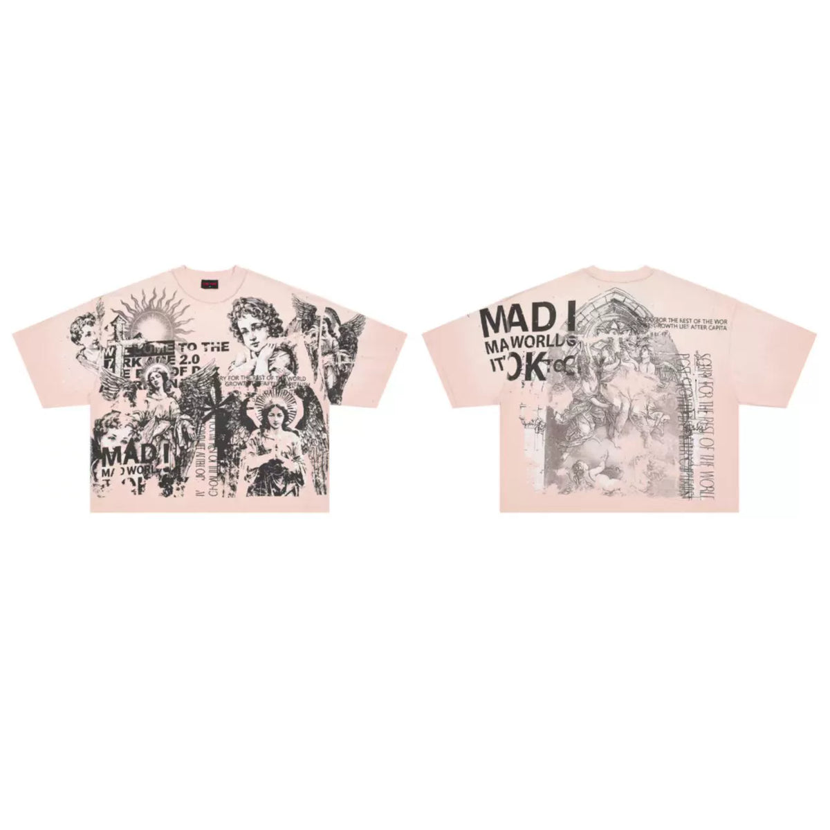 ROUGHPLAY Vintage Angel Collage Boxy Cropped T‑Shirt