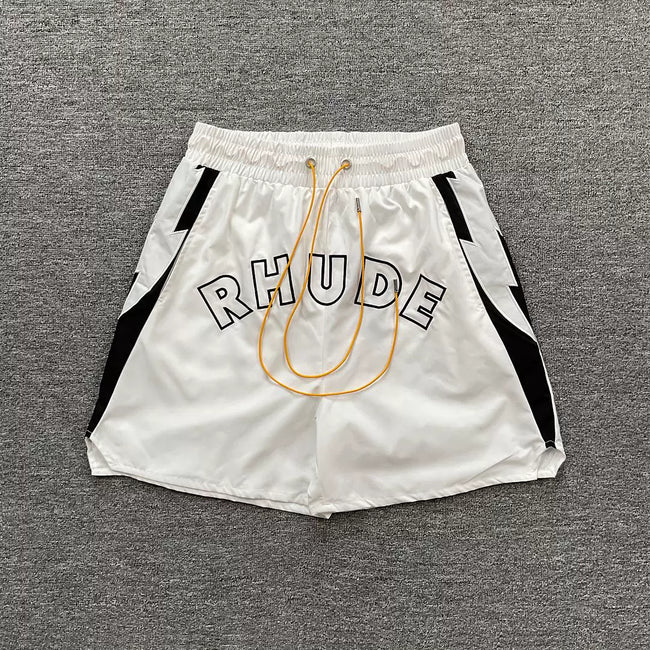 Rhude Contrast Panel Logo Nylon Shorts Hover Image