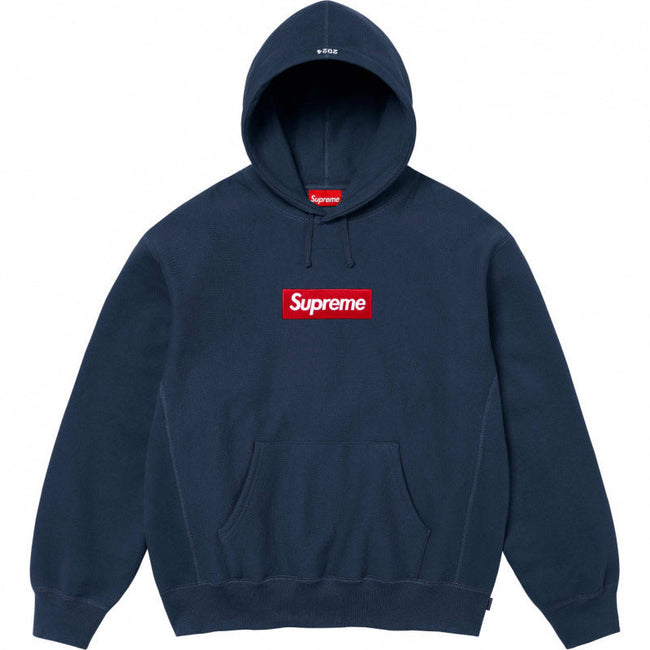 Supreme Box Logo Hooded Sweatshirt - Navy Blue Hover Image