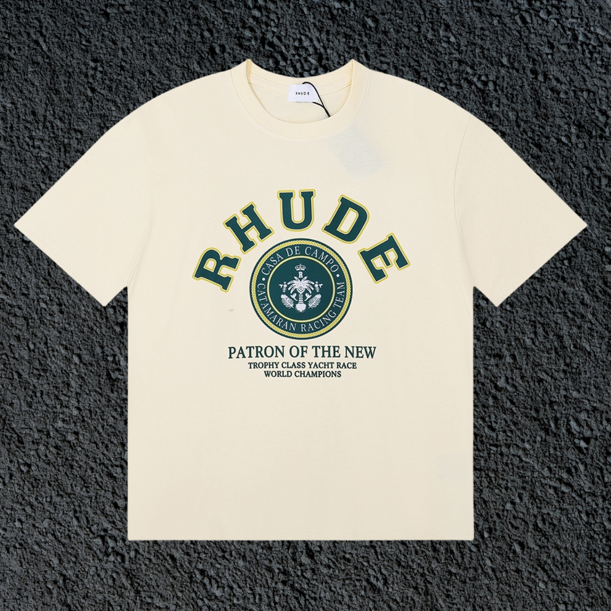Rhude Patron Of The New Crest Badge Cream Oversized T‑Shirt