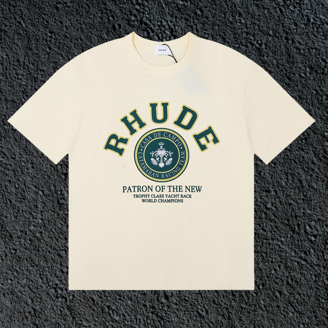 Rhude Patron Of The New Crest Badge Cream Oversized T‑Shirt Hover Image