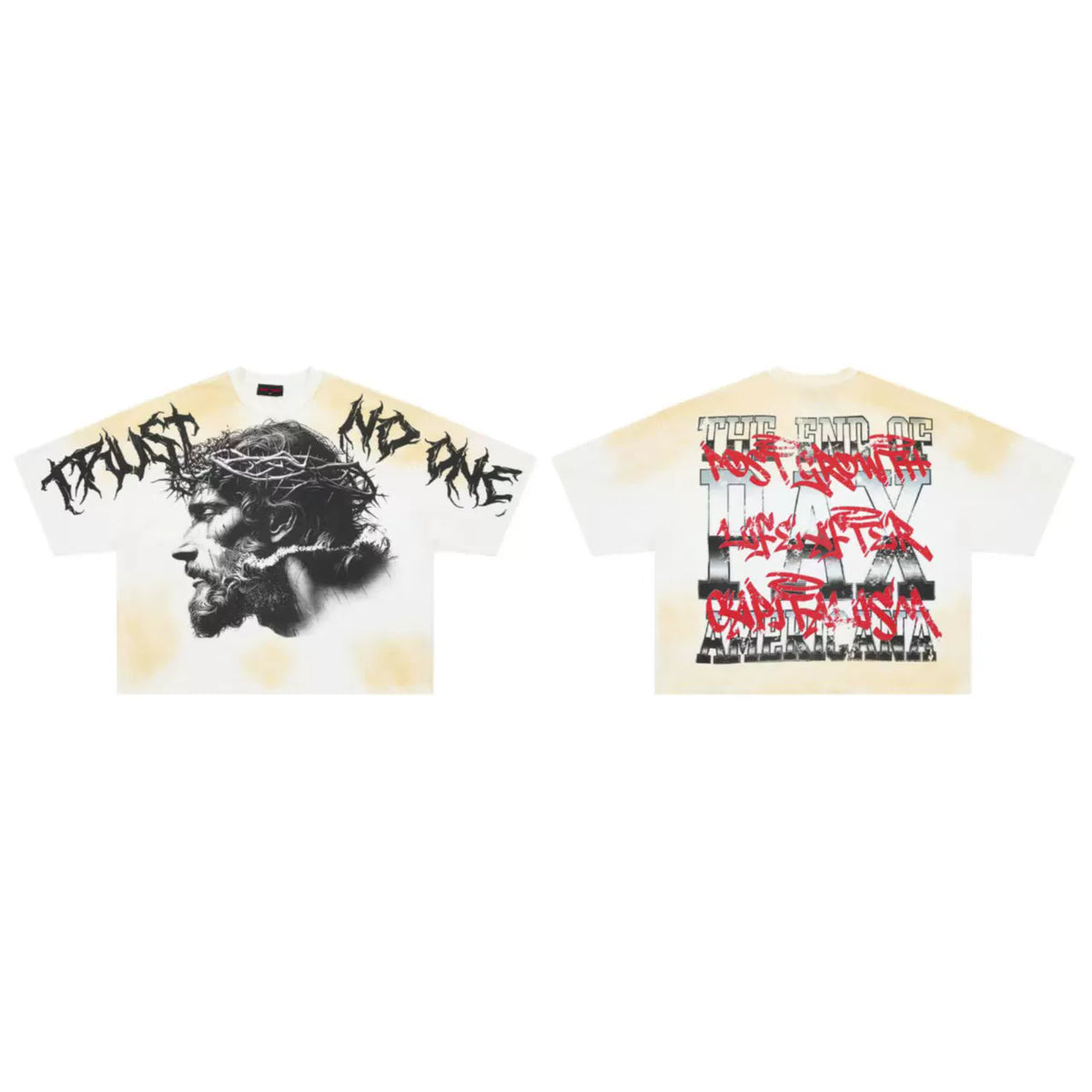 ROUGHPLAY Yellow Tie‑Dye Boxy Cropped T‑Shirt