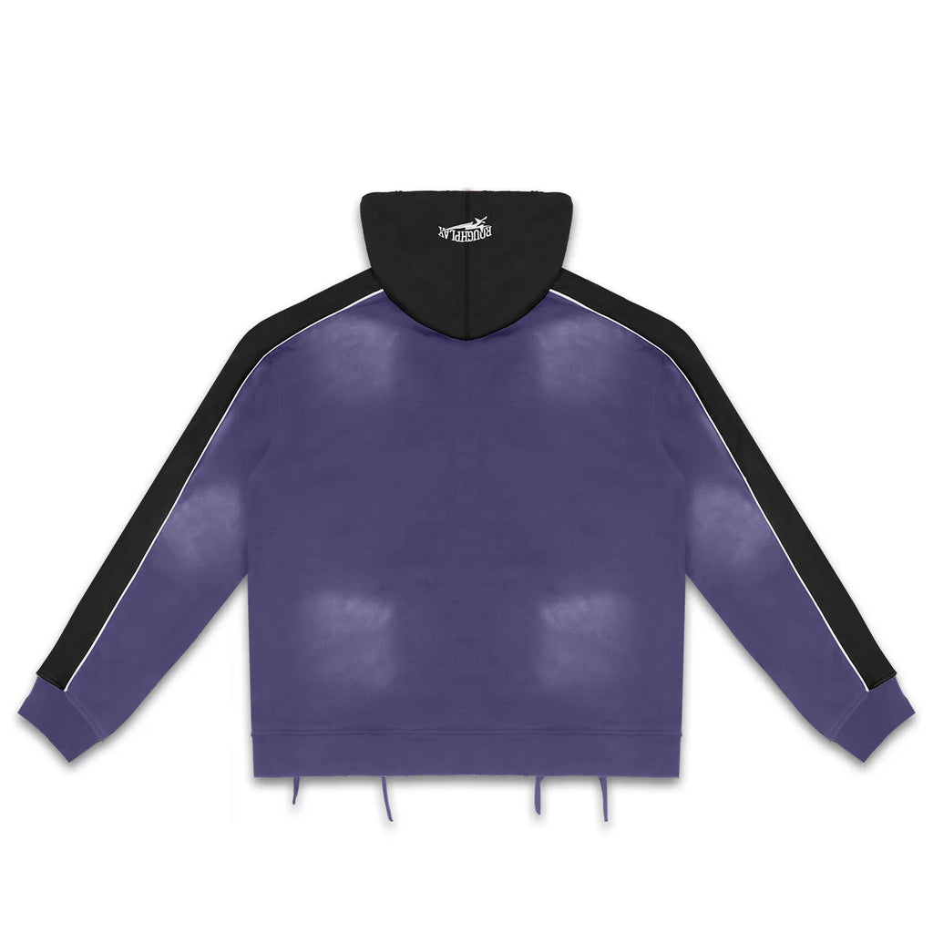Roughplay Purple Black Color‑Block Zip‑Up Hoodie