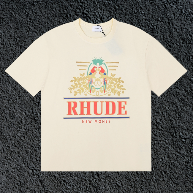 Rhude New Money Ornate Crest Cream Oversized T‑Shirt Hover Image