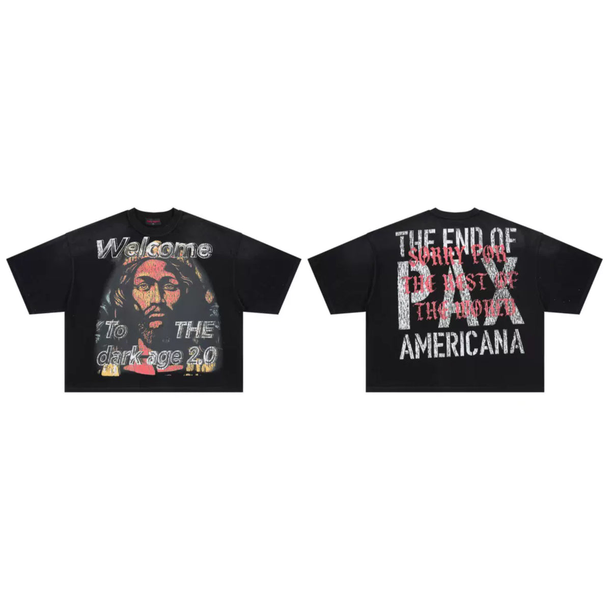 ROUGHPLAY Black Vintage Wash Boxy Cropped T‑Shirt
