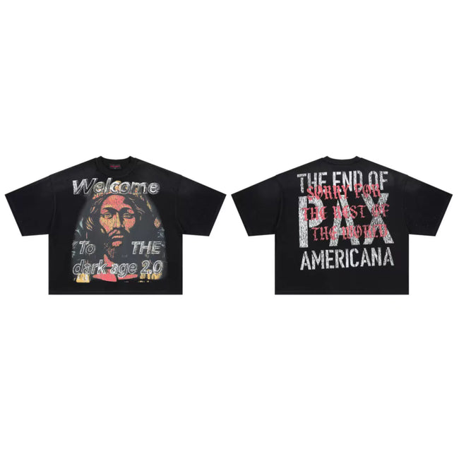 ROUGHPLAY Black Vintage Wash Boxy Cropped T‑Shirt Hover Image