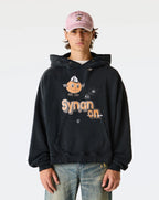 Play Hollywood Vintage‑Wash Black Cropped Hoodie