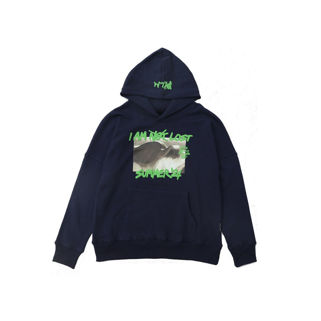 Palm Angels "I Am Not Lost" Photo Graphic Hoodie - Navy Hover Image
