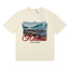 Rhude Coastal Town Postcard Scenery Red Script Logo Cream Oversized T‑Shirt