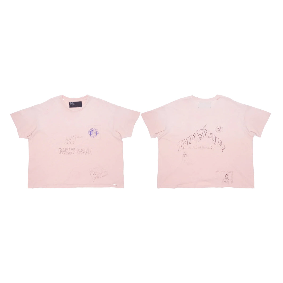 Play Hollywood Melt‑Down Rewild Romance Dual‑Sided Hand‑Doodle Multi‑Graphic Cropped Boxy Short‑Sleeve Tee