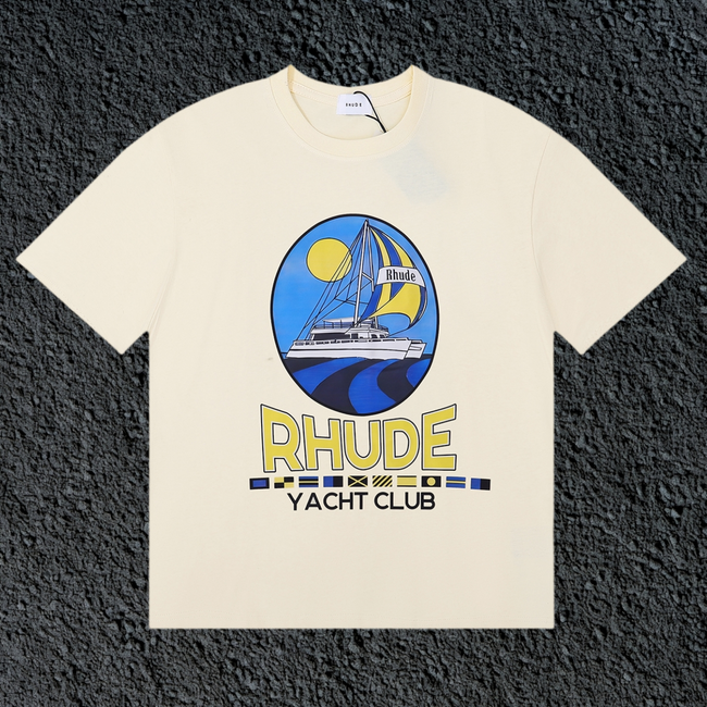 Rhude Yacht Club Oval Yacht Sun Nautical Cream Oversized T‑Shirt Hover Image