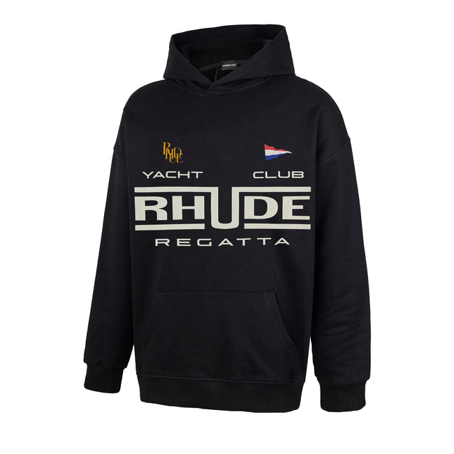 RHUDE Yacht Club Regatta Logo Hoodie Black Hover Image