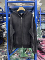 West Coast Choppers Distressed‑Cross Back‑Print Vintage Wash Full‑Zip Hoodie Black