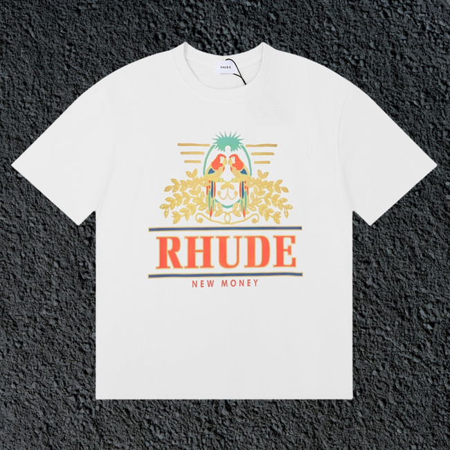 Rhude New Money Ornate Crest White Oversized T‑Shirt Hover Image