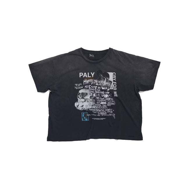 Play Hollywood Paly Cry For Me Chaos‑Scribble Collage Cropped Boxy Short‑Sleeve Tee Hover Image