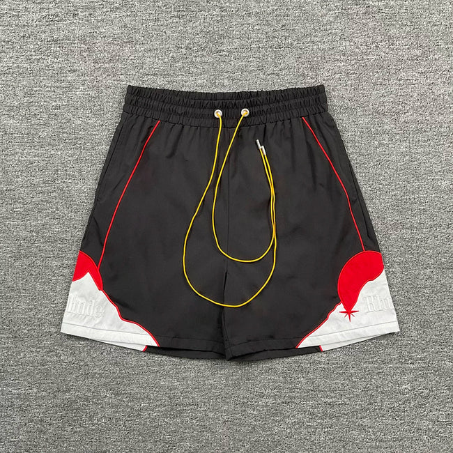 Rhude Black Mountain Graphic Nylon Shorts Hover Image