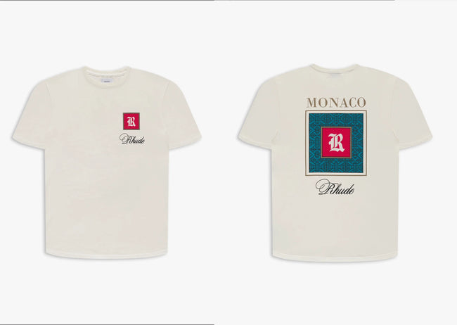 Rhude Monaco Square Crest Dual‑Sided Oversized T‑Shirt Off‑White Hover Image
