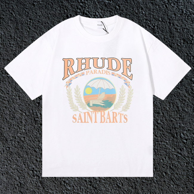 Rhude Saint Barts Paradise Laurel Crest White Oversized T‑Shirt Hover Image