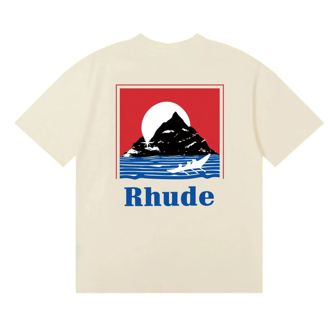 Rhude Outdoor Landscape Back‑Graphic Crew Neck Casual T‑Shirt Hover Image