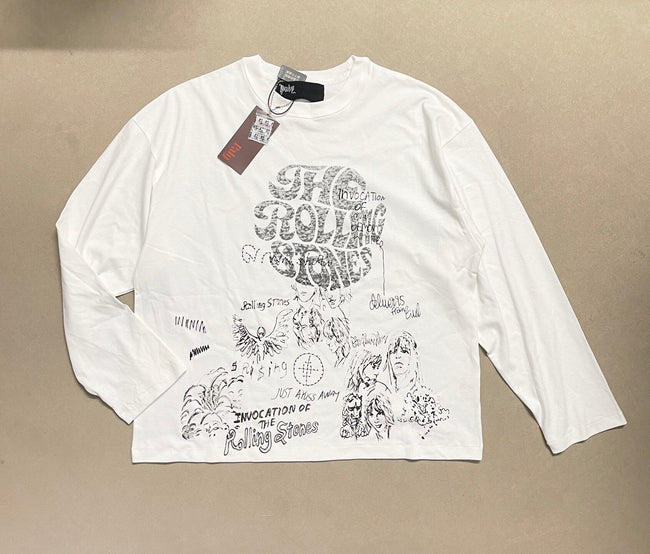 Play Hollywood Vintage‑Wash White Cropped Long Sleeve T‑Shirt Hover Image
