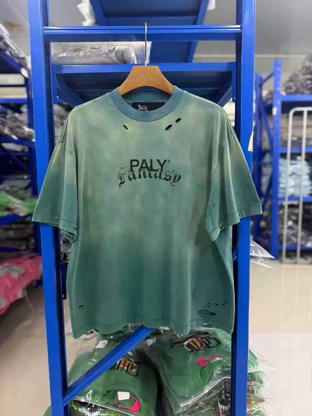 Play Hollywood Vintage‑Wash Tie‑Dye‑Mottled‑Green Tee