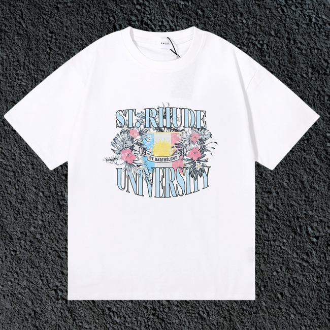 Rhude St.Rhude University Floral Crest White Oversized T‑Shirt Hover Image