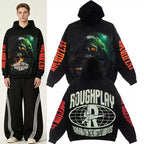 Roughplay Black Vintage Washed Oversized Hoodie