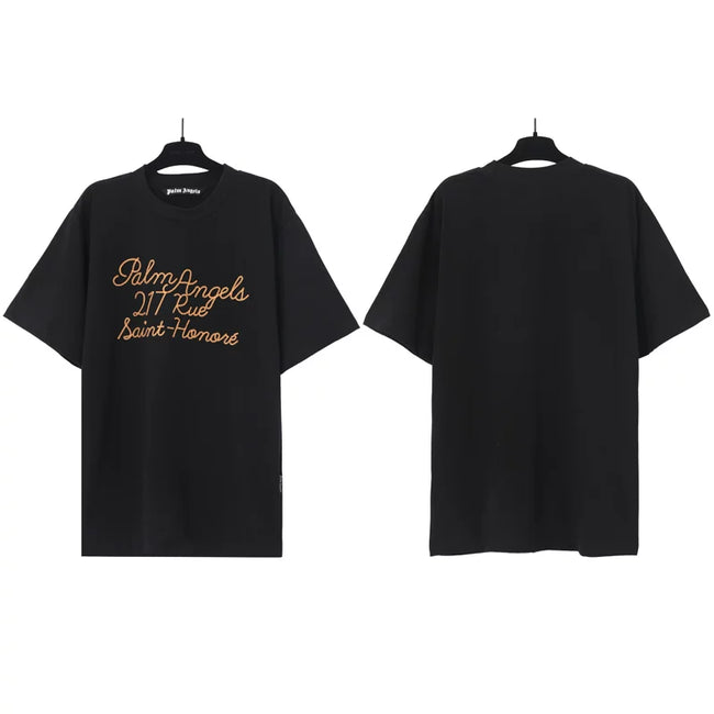 Palm Angels Saint-Honoré Script Logo T-Shirt - Black Hover Image