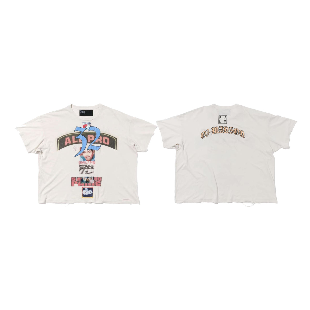 Play Hollywood All‑Pro 32 Vintage Sport‑Collage DJ‑Manson Back‑Script Cropped Boxy Short‑Sleeve Tee