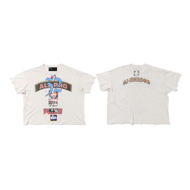 Play Hollywood All‑Pro 32 Vintage Sport‑Collage DJ‑Manson Back‑Script Cropped Boxy Short‑Sleeve Tee Hover Image