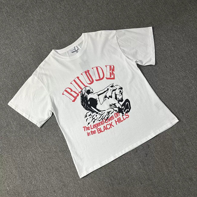 Rhude Men Retro Figure Print Boxy Fit Streetwear Tee Hover Image
