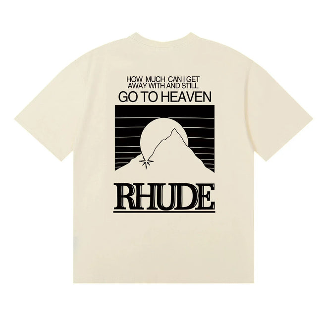 Rhude Vintage Typography Back‑Art Crew Neck Casual Short‑Sleeve Tee Hover Image