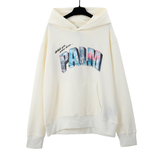 Palm Angels Gradient Rainbow Lettering Hoodie - Off-White Hover Image