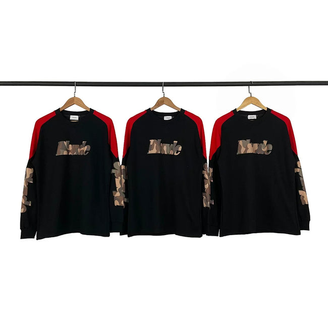 Rhude Camo Patch Logo Raglan Long Sleeve Tee Black Red Main Image