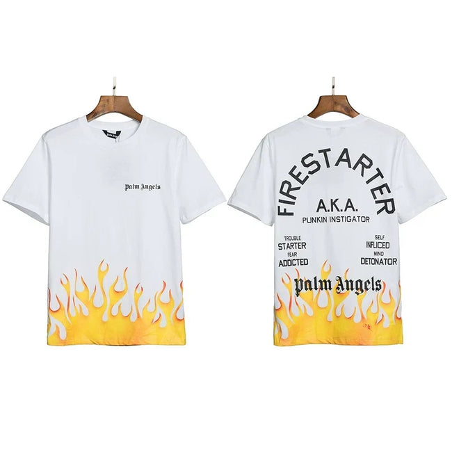 Palm Angels Firestarter Flame Graphic T-Shirt - White Hover Image