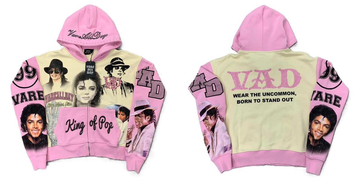 VARE ALL DAY King of Pop Michael Jackson Graphic Zip‑Up Hoodie