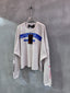 Play Hollywood Off‑White Crinkle Waffle Knit Cropped Long Sleeve Tee